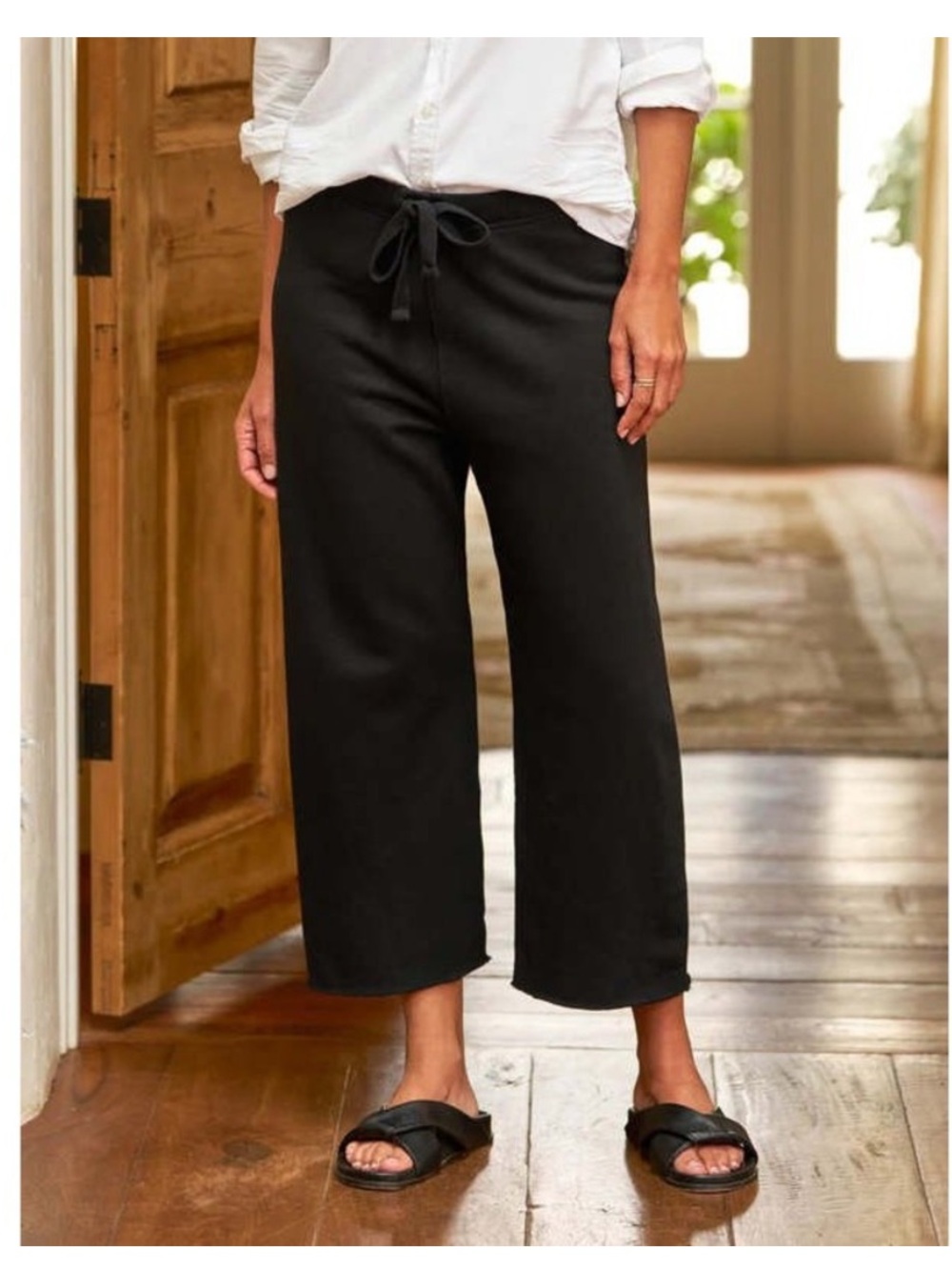 Frank & Eileen Black 100% Cotton Catherine Favorite Cropped Sweatpants
